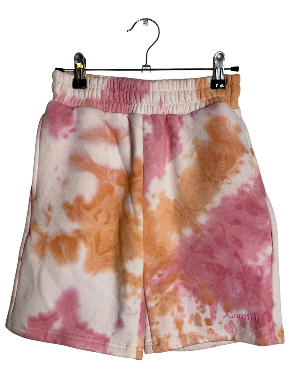 Comfrt Kids Minimalist Sweat Shorts Sunset Tie Dye Pink Orange XL